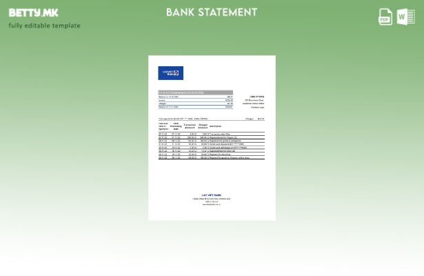 модерен стил Лаос Лао Виетна банка извод од ексел шаблон